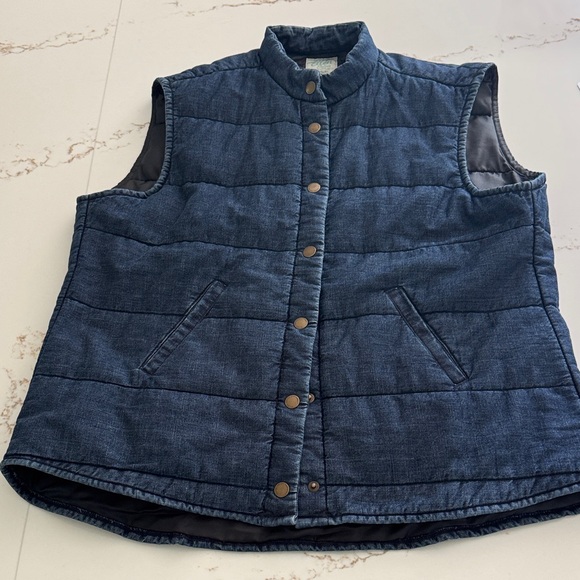 Vintage Quilted Denim Vest with Button Closure - Picture 1 of 3